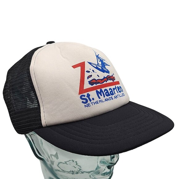 Vintage St. Maarten Netherlands Antilles Trucker Cap Snapback Mesh Hat - Picture 3 of 12